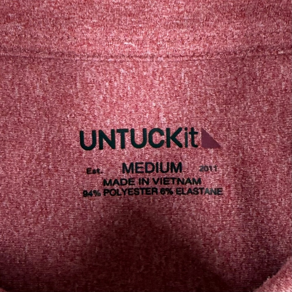 UNTUCKit Mens Medium Red Heathered Performance Long Sleeve Button Up Shirt - Picture 4 of 6